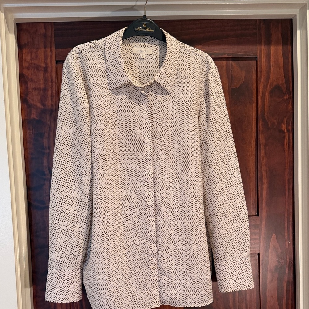 Lafayette 148 Black and White Polka Dot Shirt
